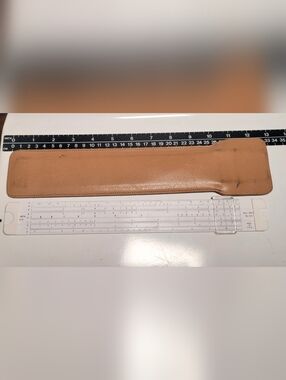 Vintage ACU MATH Slide Rule with Tan Leather Case. Michigan Made
